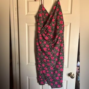 Betsey Johnson, pink rose gray leopard dress